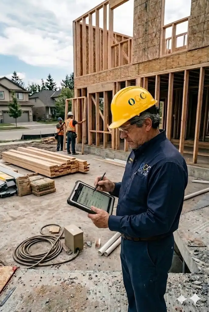 Ozzy Graveran reviewing construction on site